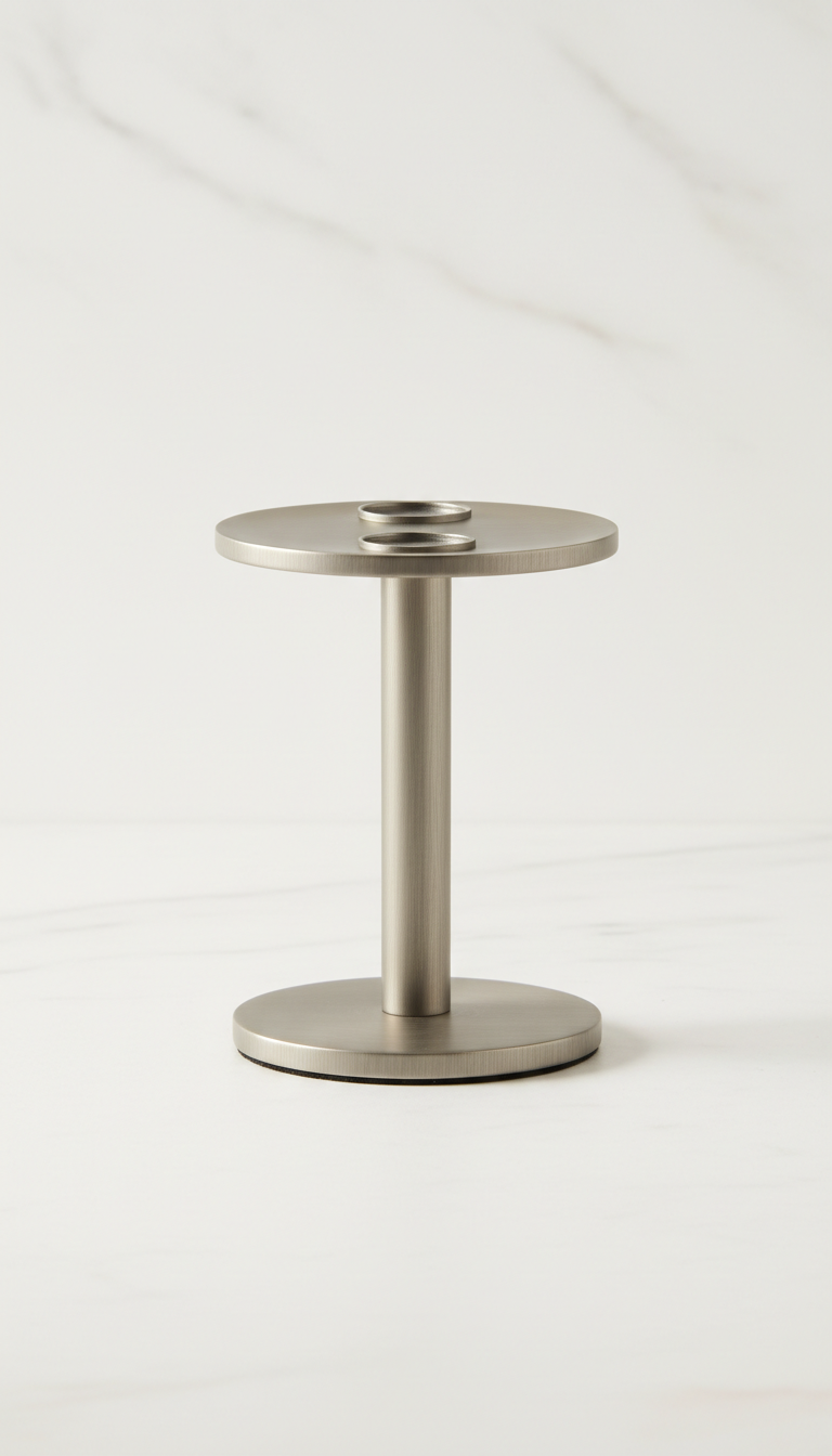 Brushed Metal Candleholder with Tapered Silhouette